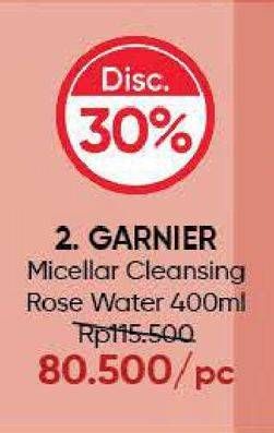 Promo Harga GARNIER Micellar Water Rose 400 ml - Guardian