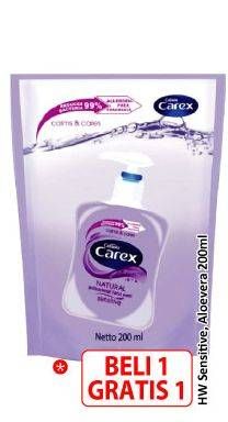 Promo Harga CAREX Hand Wash Sensitive, Aloe Vera 200 ml - Alfamart