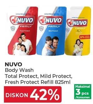 Promo Harga Nuvo Body Wash Total Protect, Mild Protect, Fresh Protect 825 ml - Yogya