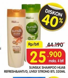 Promo Harga SUNSILK Hijab Shampoo Refresh Anti Dandruff, Lively Strong 320 ml - Superindo