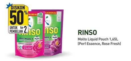 Promo Harga Rinso Liquid Detergent + Molto Purple Perfume Essence, + Molto Pink Rose Fresh 1500 ml - Hypermart