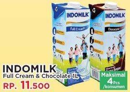 Promo Harga Indomilk Susu UHT Full Cream Plain, Cokelat 1000 ml - Yogya