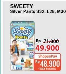 Promo Harga Sweety Silver Pants S32, L28, M30 28 pcs - Alfamart