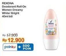 Promo Harga Rexona Deo Roll On Dreamy White 40 ml - Indomaret