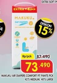 Promo Harga Makuku Comfort Fit Diapers Pants M42+4, L40+4 44 pcs - Superindo