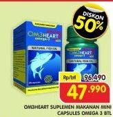 Promo Harga OM3HEART Fish Oil Omega 3 Mini Capsule 60 pcs - Superindo