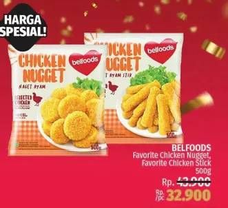 Promo Harga BELFOODS Nugget Chicken Favorite, Chicken Nugget Stick 500 gr - LotteMart