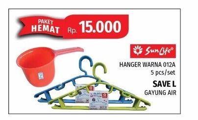 Promo Harga Sunlife Hanger Warna 012A 5pcs + Save L Gayung Air  - Lotte Grosir