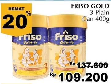 Promo Harga FRISO Gold 3 Susu Pertumbuhan Plain 400 gr - Giant