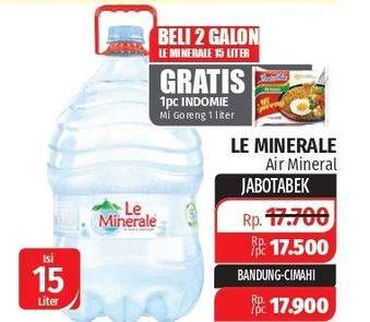 Promo Harga LE MINERALE Air Mineral 15 ltr - Lotte Grosir