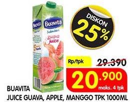 Promo Harga BUAVITA Fresh Juice Guava, Apple, Mango 1000 ml - Superindo