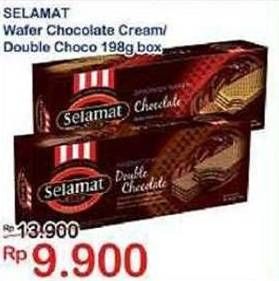 Promo Harga SELAMAT Wafer Choco Cream, Double Chocolate 198 gr - Indomaret