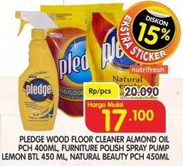 Promo Harga PLEDGE Wood Floor Cleaner Almond Oil 400ml/Furniture Polish 450ml/Cairan Pembersih 450ml  - Superindo