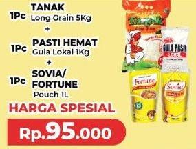 Tanak Beras Long Grain + Pasti Hemat Gula Lokal + Sovia/Fortune Minyak Goreng