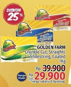 Promo Harga GOLDEN FARM French Fries Crinkle, Straight, Shoestring, Coated 1000 gr - LotteMart