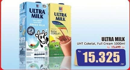 Promo Harga Ultra Milk Susu UHT Coklat, Full Cream 1000 ml - Hari Hari