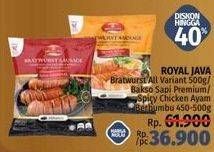 Promo Harga ROYAL JAVA Bratwurst All Variant 500gr / Bakso Sapi Premium / Spicy Chicken Ayam Berbumbu 450-500gr  - LotteMart