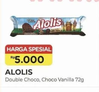 Promo Harga Alolis Biskuit Choco Vanila, Double Chocolate 72 gr - Alfamart