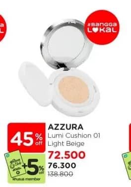 Promo Harga Azzura Luminous Cushion 01 Light Beige 15 gr - Watsons