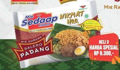 Promo Harga SEDAAP Mie Goreng Salero Padang per 3 pcs - Alfamart