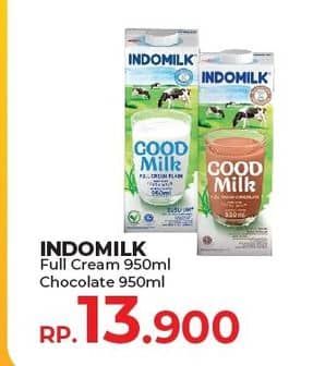 Promo Harga Indomilk Susu UHT Cokelat, Full Cream Plain 950 ml - Yogya