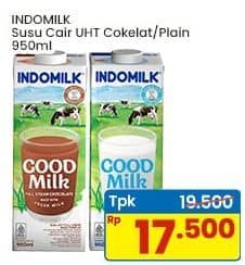 Promo Harga Indomilk Susu UHT Cokelat, Full Cream Plain 950 ml - Indomaret