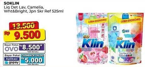 Promo Harga So Klin Liquid Detergent Provence Lavender, Korean Camelia, White Bright, Japanese Sakura Strawberry 525 ml - Alfamart