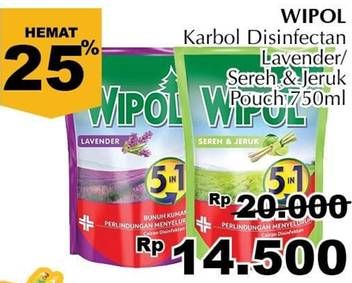 Promo Harga WIPOL Karbol Wangi Lavender, Sereh + Jeruk 750 ml - Giant