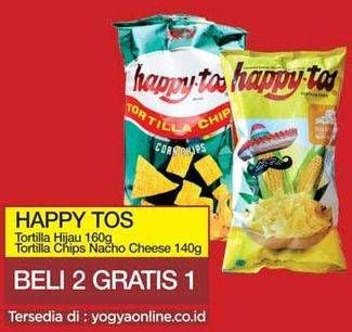 Promo Harga HAPPY TOS Tortilla Hijau 160gr / Tortilla Chips Nacho Cheese 140gr  - Yogya