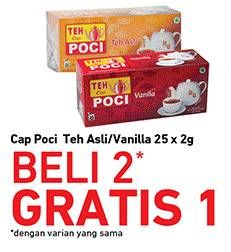 Promo Harga Cap Poci Teh Celup Asli, Vanila per 25 pcs 2 gr - Carrefour
