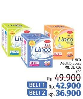 Promo Harga Linco Adult Diapers M8, L7, XL6  - LotteMart