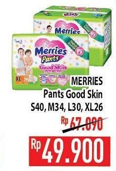 Promo Harga Merries Pants Good Skin XL26, M34, L30, S40 26 pcs - Hypermart