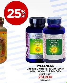 Promo Harga Wellness Vitamin E Natural 400IU/Vitamin E Water Soluble  - Watsons