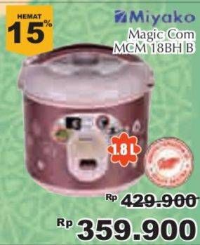 Promo Harga MIYAKO Rice Cooker MCM 18BHB  - Giant
