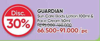 Promo Harga GUARDIAN Sun Care Body Lotion 100ml & Face Cream 50ml  - Guardian