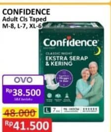Promo Harga Confidence Adult Classic Night Ekstra Serap & Kering L7, M8, XL6 6 pcs - Alfamart