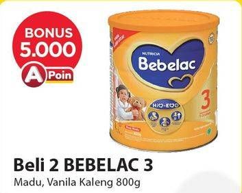 Promo Harga BEBELAC 3 Susu Pertumbuhan Madu, Vanila 800 gr - Alfamart