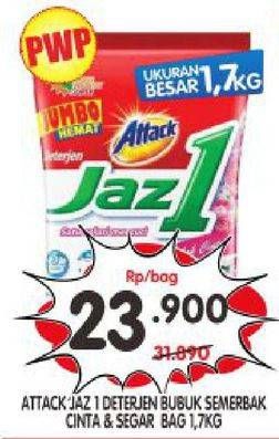 Promo Harga ATTACK Jaz1 Detergent Powder Pesona Segar, Semerbak Cinta 1700 gr - Superindo