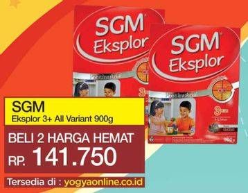Promo Harga SGM Eksplor 3+ Susu Pertumbuhan All Variants per 2 box 900 gr - Yogya
