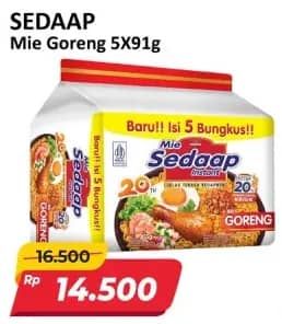 Promo Harga Sedaap Mie Goreng Original per 5 pcs 90 gr - Alfamart