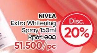 Promo Harga NIVEA Deo Spray Extra Whitening 150 ml - Guardian