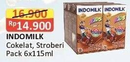 Promo Harga INDOMILK Susu UHT Kids Cokelat, Stroberi 115 ml - Alfamart