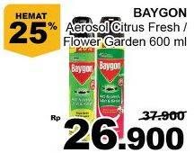 Promo Harga BAYGON Insektisida Spray Citrus Fresh, Flower Garden 600 ml - Giant