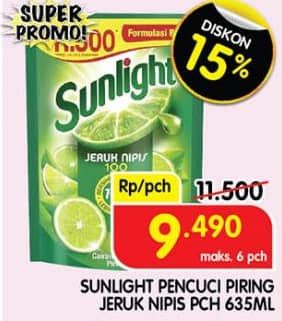 Promo Harga Sunlight Pencuci Piring Jeruk Nipis 100 650 ml - Superindo