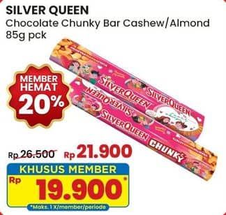 Promo Harga Silver Queen Chunky Bar Almonds, Cashew 95 gr - Indomaret