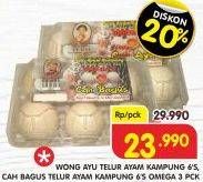 Promo Harga WONG AYU Telur Ayam Kampung 6Pcs/CAH BAGUS Telur Ayam Kampung Omega 3 6Pcs  - Superindo