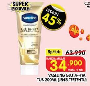 Promo Harga Vaseline Healthy Bright Gluta-Hya Lotion 200 ml - Superindo