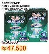 Promo Harga Confidence Adult Diapers Classic Night XL6, L7, M8 6 pcs - Indomaret