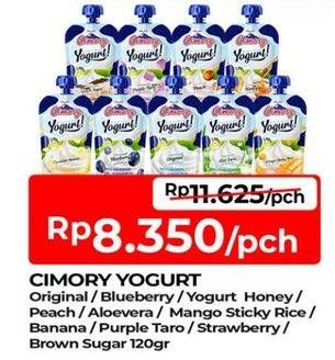 Promo Harga Cimory Squeeze Yogurt Original, Blueberry, Honey, Peach, Aloe Vera, Mango Sticky Rice, Cavendish Banana, Purple Taro, Strawberry, Brown Sugar 120 gr - TIP TOP