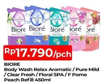 Promo Harga BIORE Body Foam Beauty Clear Fresh, Floral Spa, Fresh Pomegranate Peach, Pure Mild, Relaxing Aromatic 450 ml - TIP TOP